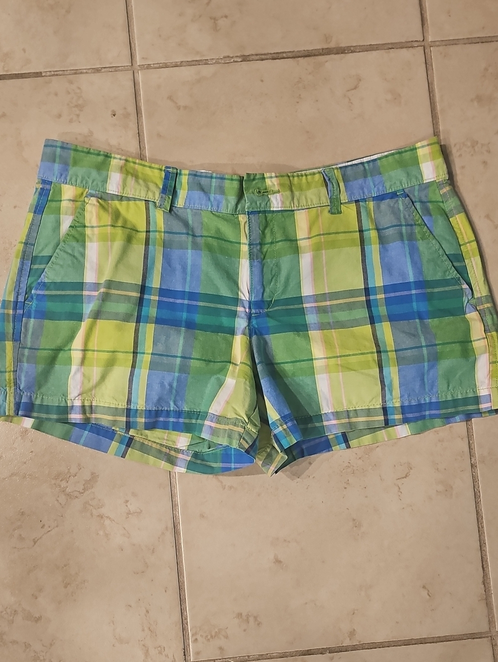 Old Navy Green & Blue Plaid Bermuda Shorts